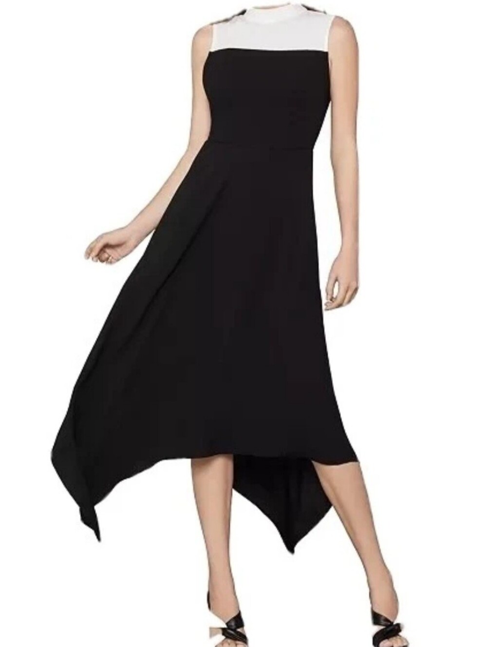 BCBGMAXAZRIA Two-Tone Mock Neck Dress